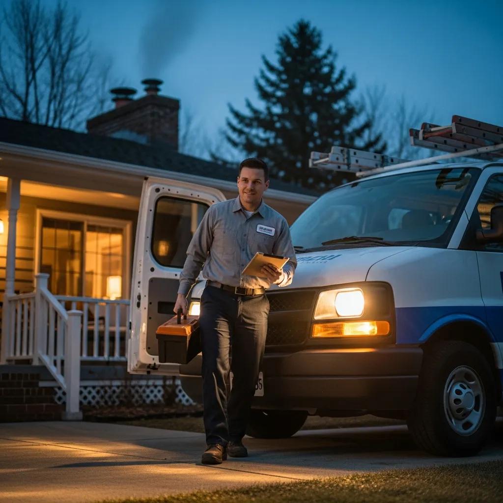 Johnny On The Spot technician arriving for an emergency furnace call